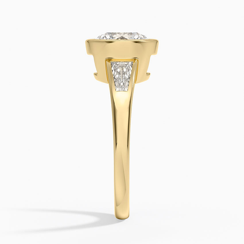 Hayes Three Stone Baguette Diamond Ring (1/2 ct. tw.) - Round Cut Center Stone
