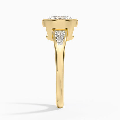 Hayes Three Stone Baguette Diamond Ring (1/2 ct. tw.) - Round Cut Center Stone