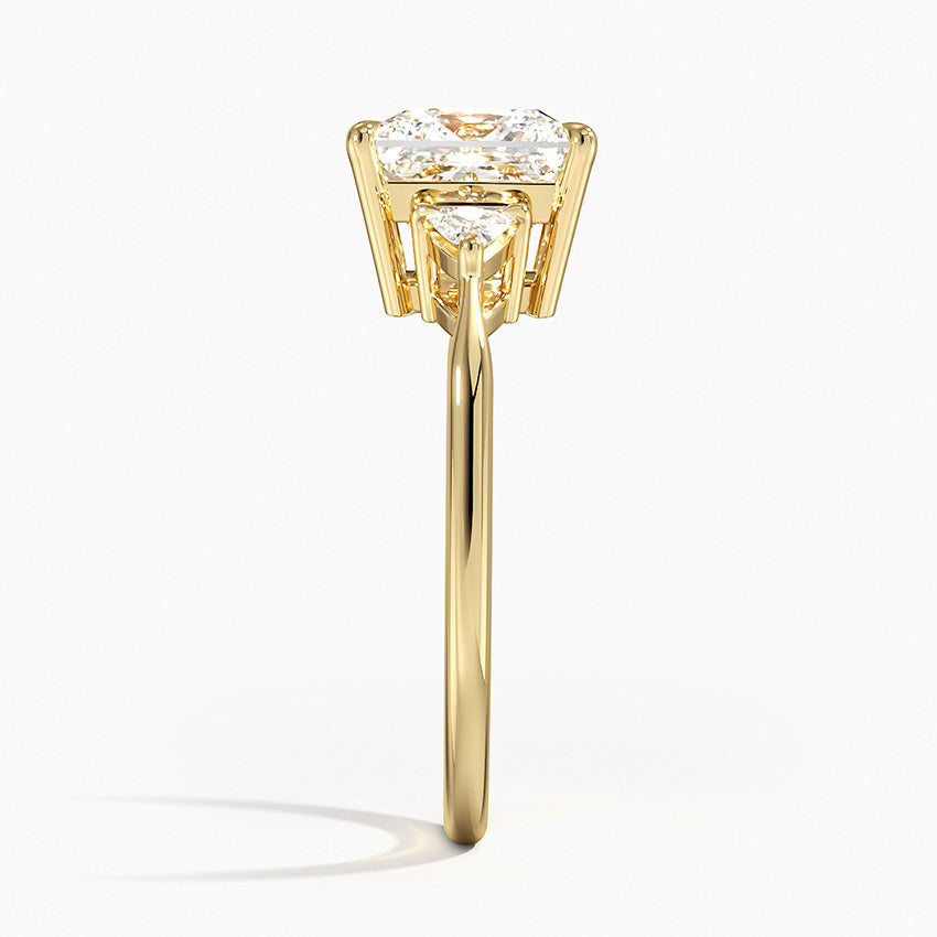 Trillion Cut Three Stone Diamond Ring - Princess Cut Center Stone