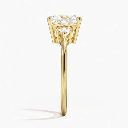 Trillion Cut Three Stone Diamond Ring - Princess Cut Center Stone