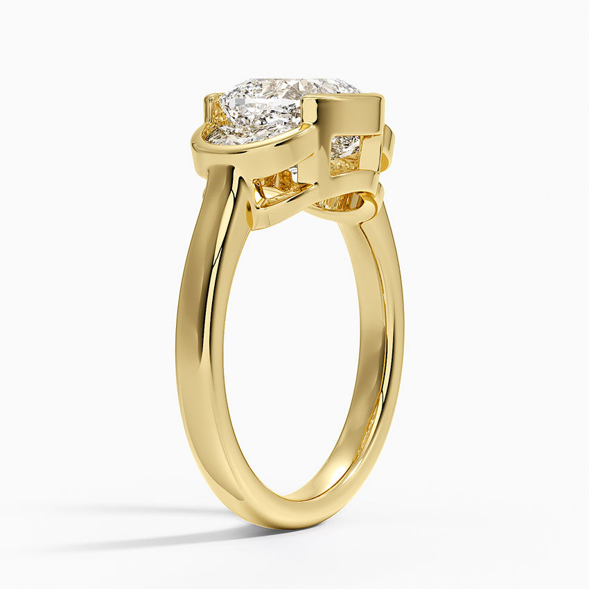 Half Moon Three Stone Bezel Diamond Ring (1/2 ct. tw.) - Cushion Cut Center Stone