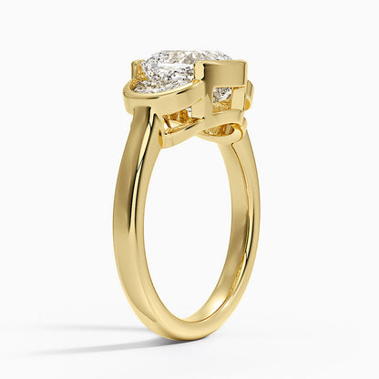 Half Moon Three Stone Bezel Diamond Ring (1/2 ct. tw.) - Cushion Cut Center Stone