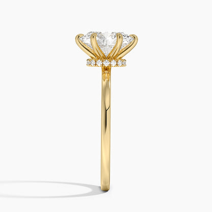 Secret Halo Six-Prong Diamond Ring - Oval Center Stone