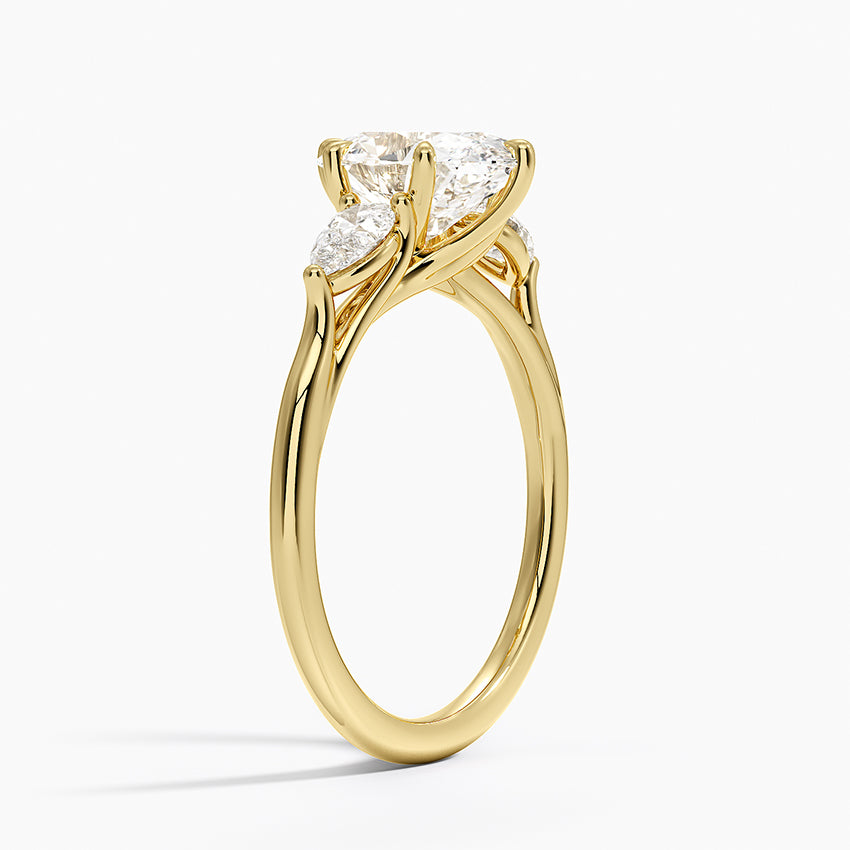 Luxe Delilah Three Stone Pear Diamond Ring - Oval Center Stone