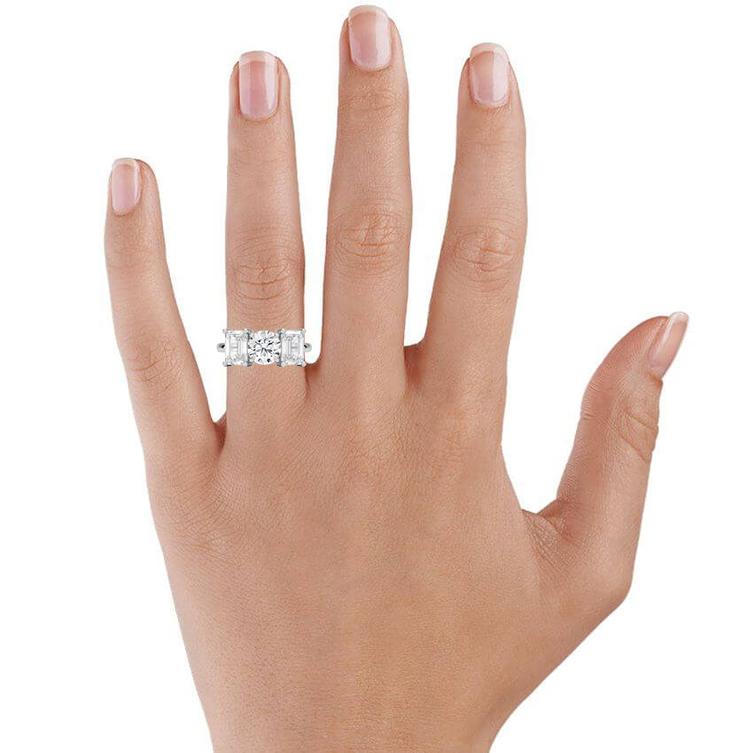 Luxe Rhiannon Three Stone Diamond Ring (1 1/10 ct. tw.) - Princess Cut Center Stone