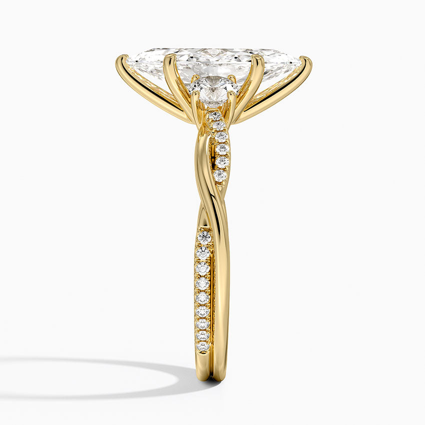 Petite Twisted Vine Three Stone Diamond Ring (2/5 ct. tw.) - Marquise Center Stone