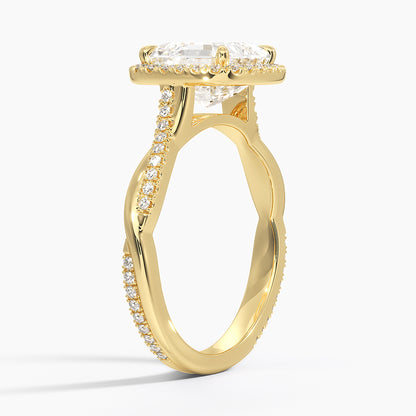 Petite Twisted Vine Halo Diamond Ring (1/4 ct. tw.) - Asscher Cut Center Stone