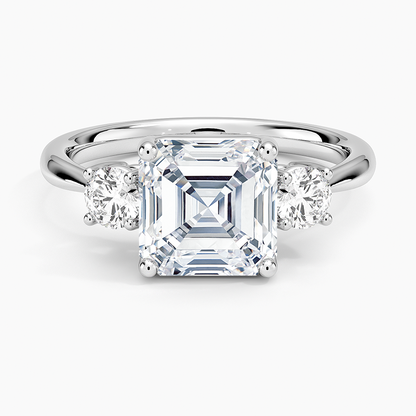 Selene Three Stone Diamond Ring (1/3 ct. tw.) - Asscher Cut Center Stone
