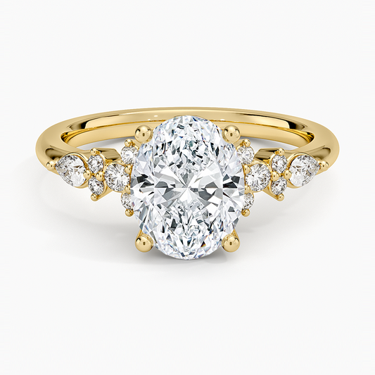 Rosette Diamond Ring - Oval Center Stone