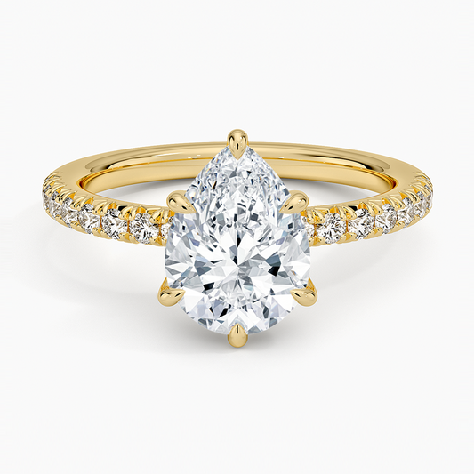 Amelie Half Coverage Diamond Ring - Pear Center Stone