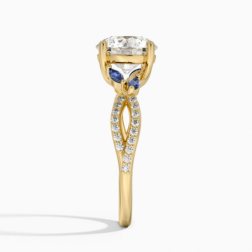Luxe Willow Sapphire and Diamond Ring (1/8 ct. tw.) - Round Center Stone