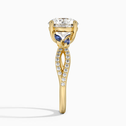 Luxe Willow Sapphire and Diamond Ring (1/8 ct. tw.) - Round Center Stone