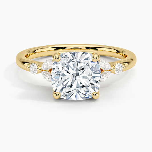Verbena Diamond Ring - Cushion Cut Center Stone