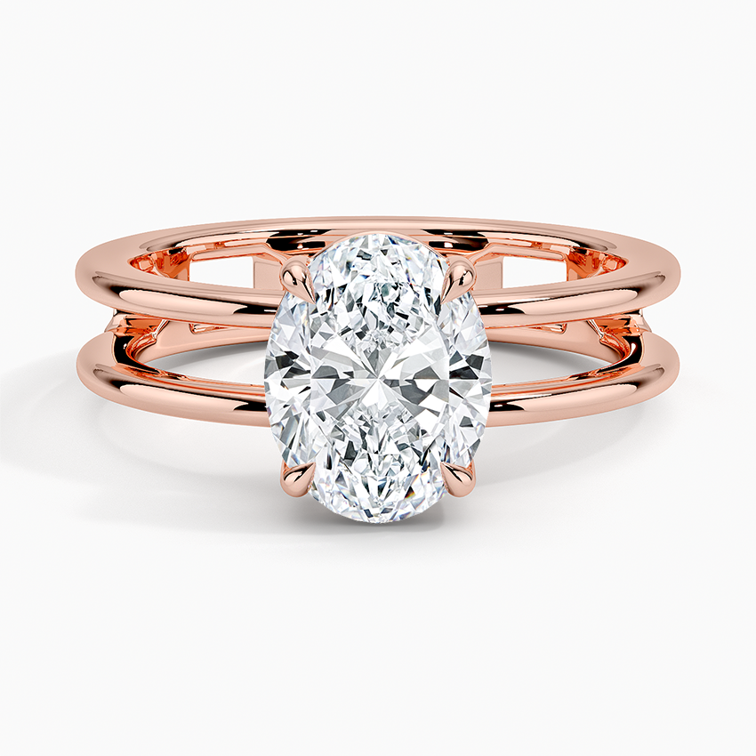 Aimee Open Double Band Solitaire Ring - Oval Center Stone