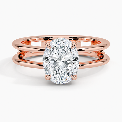 Aimee Open Double Band Solitaire Ring - Oval Center Stone