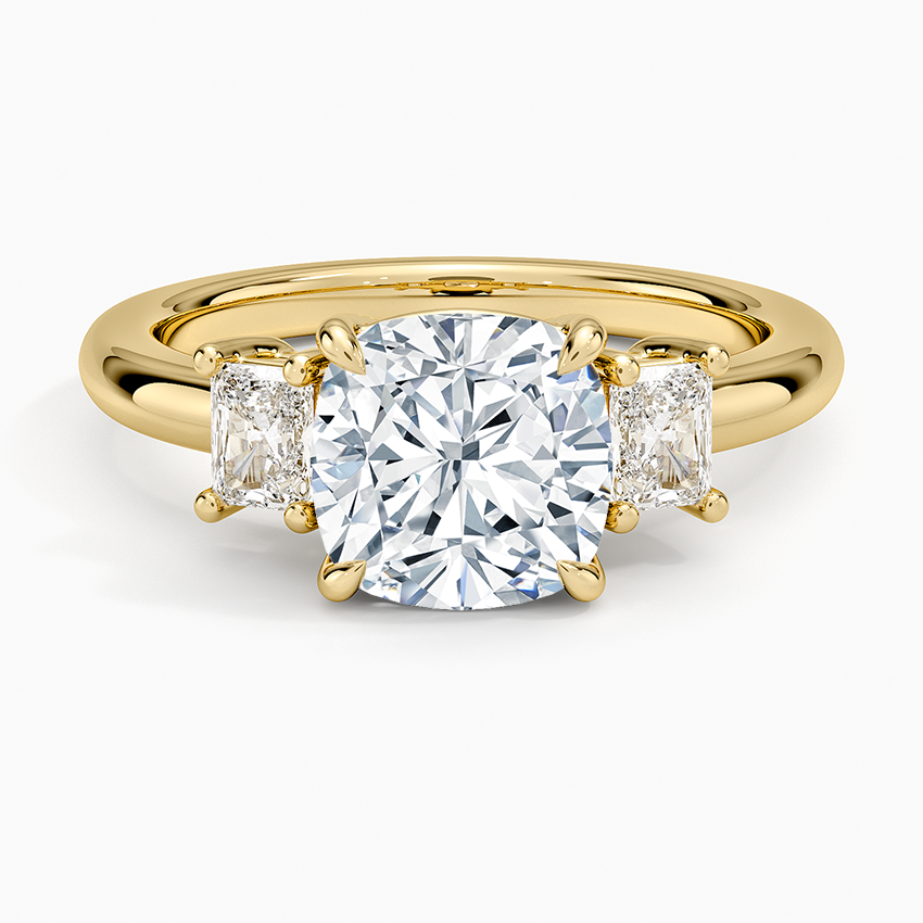 Helena Radiant-Cut Three Stone Diamond Ring (3/8 ct. tw.) - Cushion Cut Center Stone