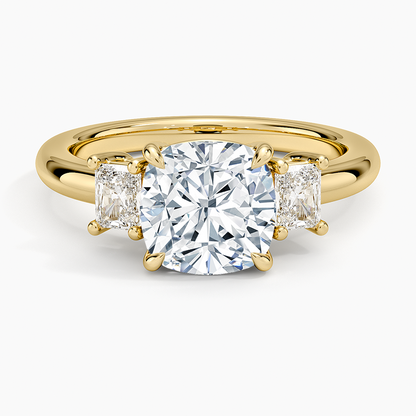 Helena Radiant-Cut Three Stone Diamond Ring (3/8 ct. tw.) - Cushion Cut Center Stone