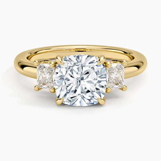 Helena Radiant-Cut Three Stone Diamond Ring (3/8 ct. tw.) - Cushion Cut Center Stone