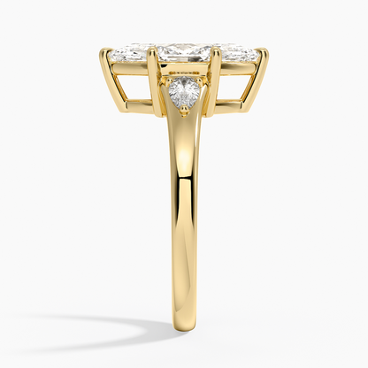 Aria Three Stone Signet Diamond Ring (1/4 ct. tw.) - Marquise Cut Center Stone