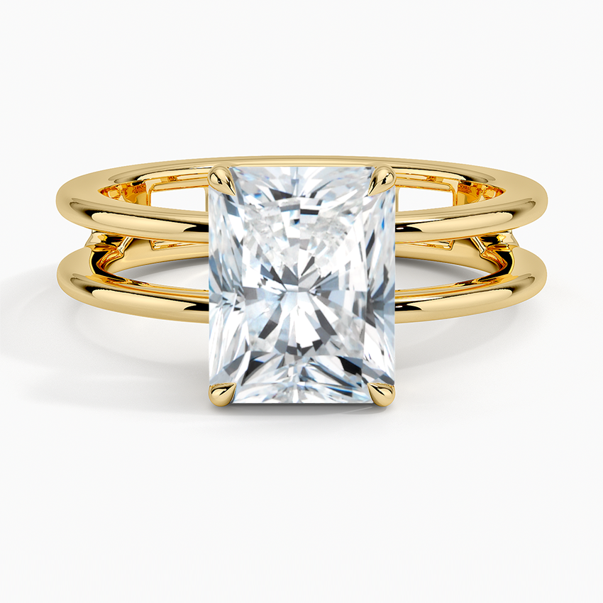 Aimee Open Double Band Solitaire Ring - Radiant Cut Center Stone