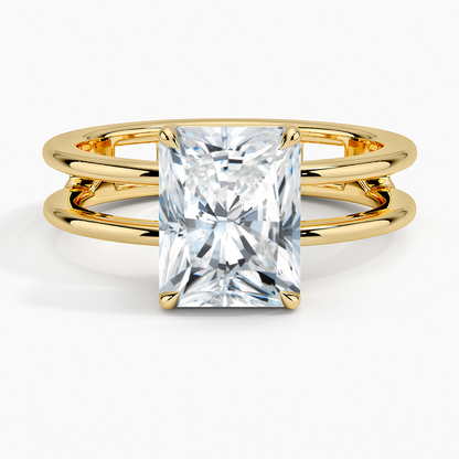 Aimee Open Double Band Solitaire Ring - Radiant Cut Center Stone