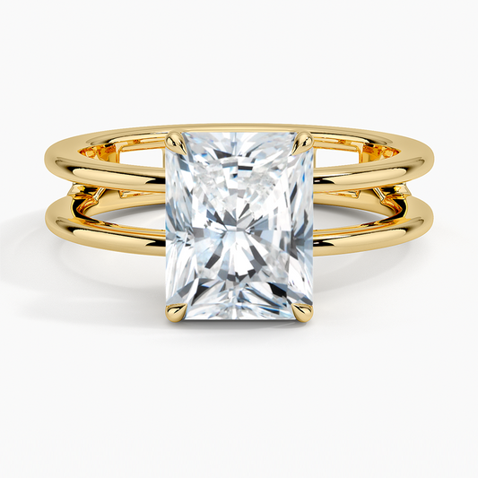 Aimee Open Double Band Solitaire Ring - Radiant Cut Center Stone