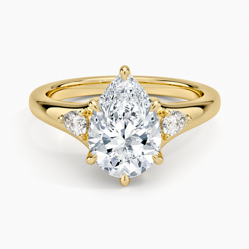 Aria Three Stone Signet Diamond Ring (1/4 ct. tw.) - Pear Cut Center Stone