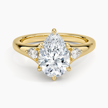 Aria Three Stone Signet Diamond Ring (1/4 ct. tw.) - Pear Cut Center Stone