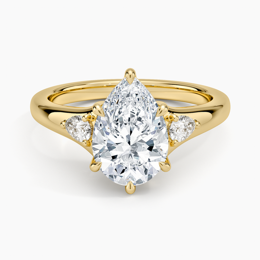 Aria Three Stone Signet Diamond Ring (1/4 ct. tw.) - Pear Cut Center Stone