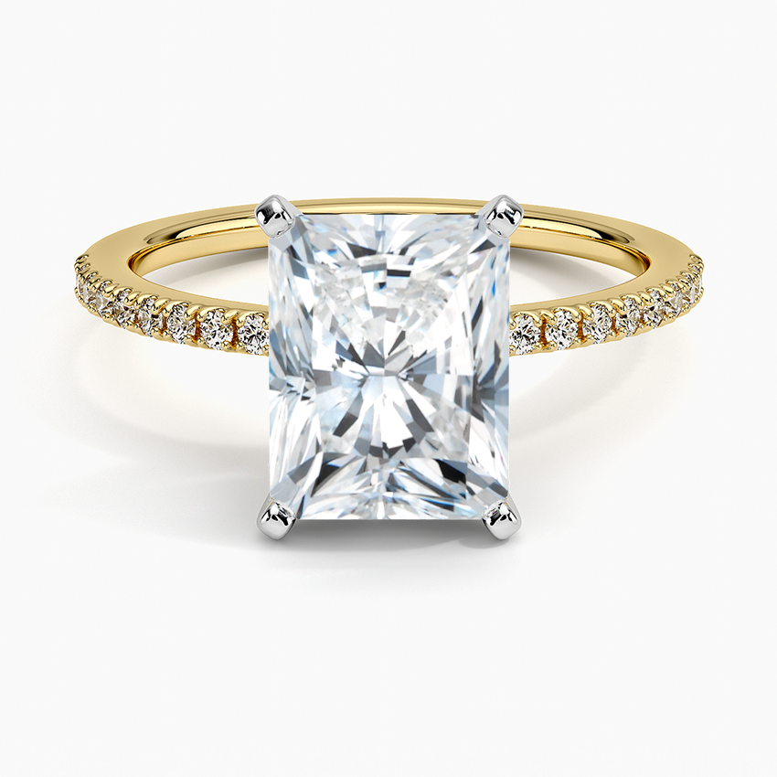 Ballad Half Coverage Diamond Ring (1/8 ct. tw.) - Radiant Cut Center Stone