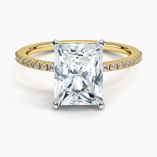 Ballad Half Coverage Diamond Ring (1/8 ct. tw.) - Radiant Cut Center Stone