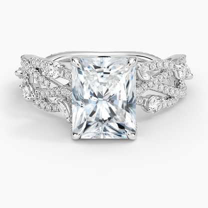 Grand Secret Garden Diamond Ring - Radiant Cut Center Stone