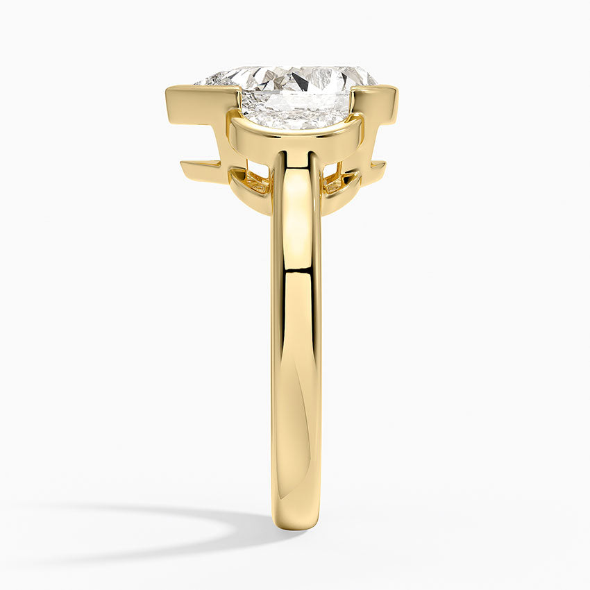 Half Moon Three Stone Bezel Diamond Ring (1/2 ct. tw.) - Pear Cut Center Stone