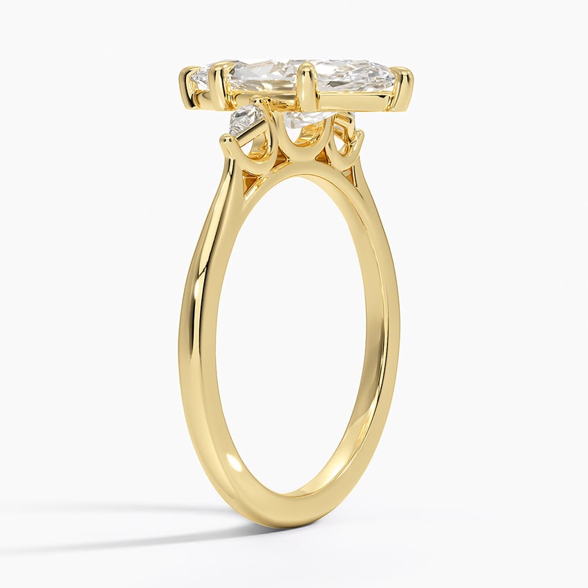 Petite Cometa Perfect Fit Three Stone Diamond Ring - Marquise Center Stone