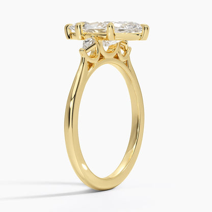 Petite Cometa Perfect Fit Three Stone Diamond Ring - Marquise Center Stone