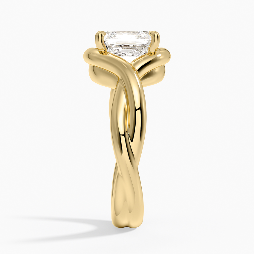Bypass Twist Bezel Solitaire Diamond Ring - Asscher Cut Center Stone