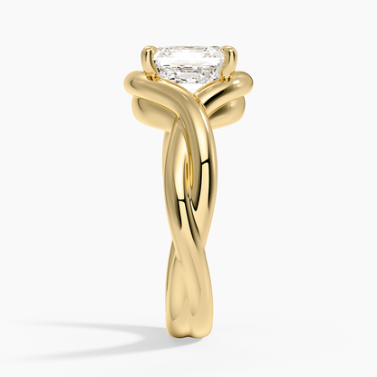 Bypass Twist Bezel Solitaire Diamond Ring - Asscher Cut Center Stone