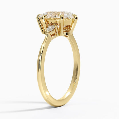 Aria Three Stone Diamond Ring (1/10 ct. tw.) - Pear Center Stone