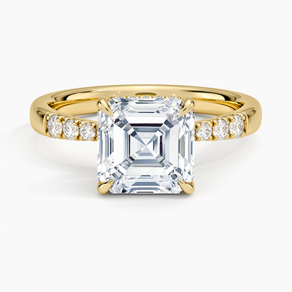 Bella Hidden Halo Diamond Ring (1/5 ct. tw.) - Asscher Cut Center Stone