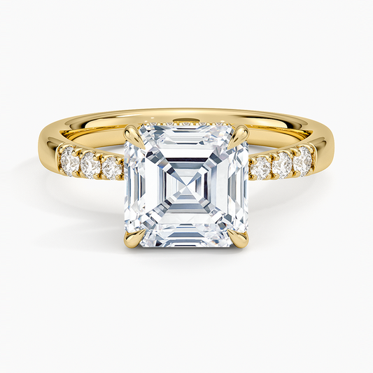 Bella Hidden Halo Diamond Ring (1/5 ct. tw.) - Asscher Cut Center Stone