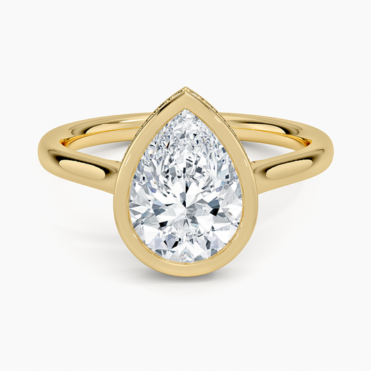 Luna Hidden Halo Diamond Ring - Pear Center Stone