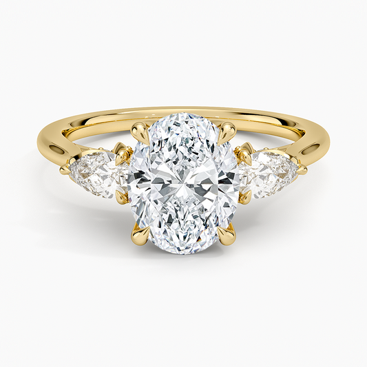 Petal Pear Three Stone Diamond Ring (1/2 ct. tw.) - Oval Center Stone
