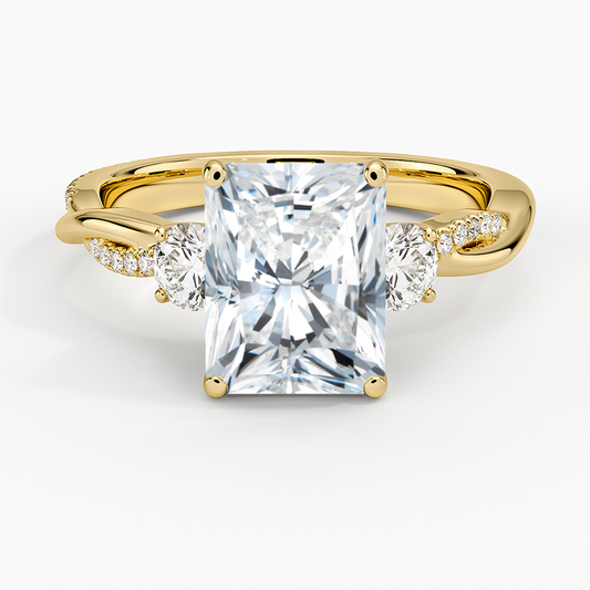 Petite Twisted Vine Three Stone Diamond Ring (2/5 ct. tw.) - Radiant Cut Center Stone