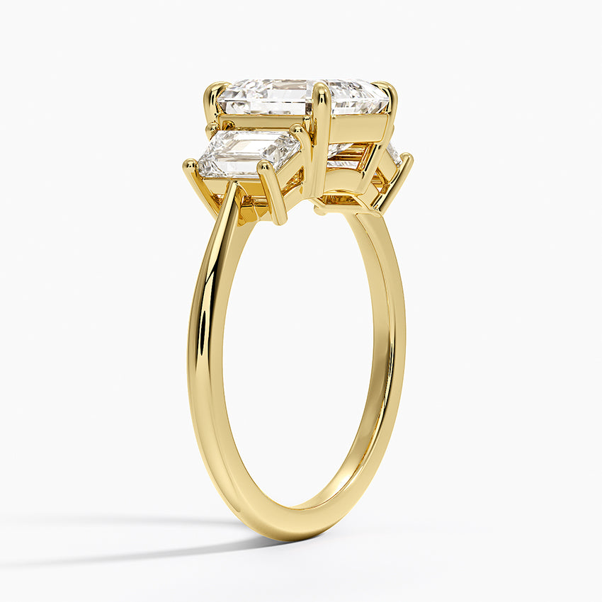 Luxe Embrace Three Stone Trapezoid Diamond Ring - Asscher Cut Center Stone