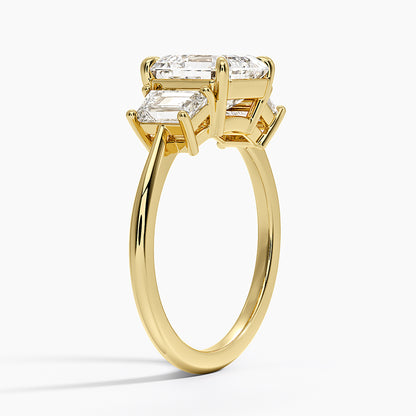 Luxe Embrace Three Stone Trapezoid Diamond Ring - Asscher Cut Center Stone
