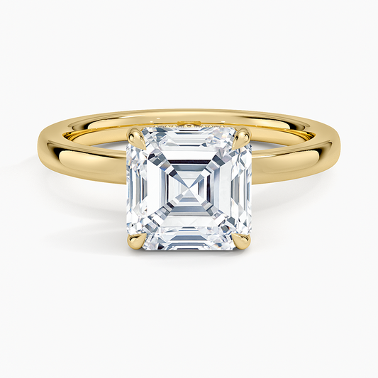 Audrey Perfect Fit Hidden Halo 2mm Diamond Ring - Asscher Cut Center Stone