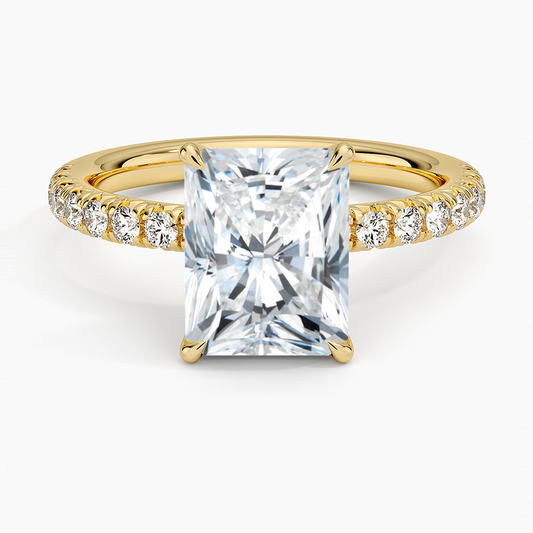 Amelie Half Coverage Diamond Ring - Radiant Cut Center Stone