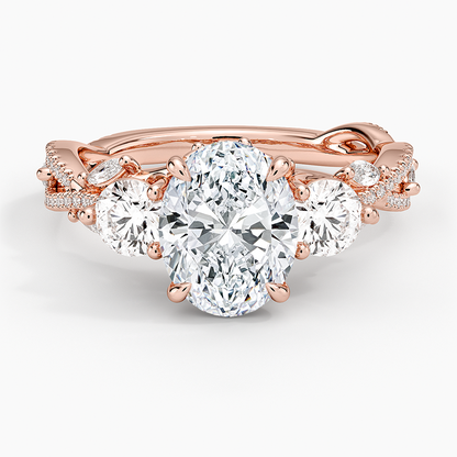 Luxe Secret Garden Three Stone Diamond Ring (1 ct. tw.) - Oval Center Stone