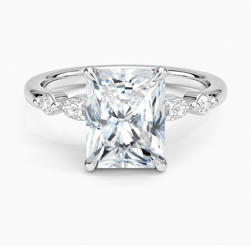 Versailles One-Quarter Coverage Diamond Ring - Radiant Cut Center Stone