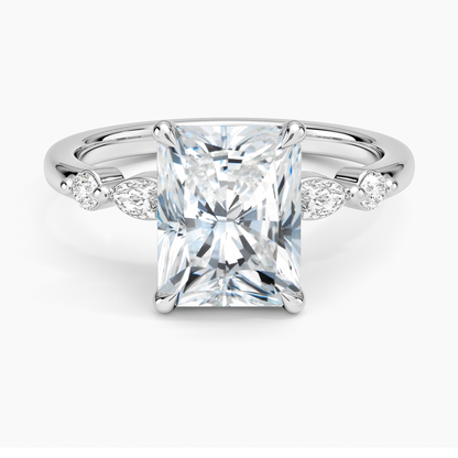 Versailles One-Quarter Coverage Diamond Ring - Radiant Cut Center Stone